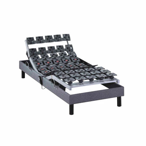 SOMEO Sommier électrique De Relaxation Tout Plots Tissu Gris Clair 70x190 - Gris 3 SOMEO Sommier électrique De Relaxation Tout Plots Tissu Gris Clair 70x190 - Gris