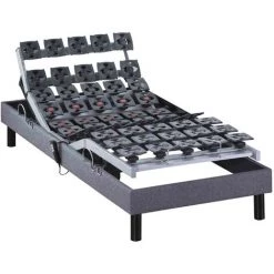 SOMEO Sommier électrique De Relaxation Tout Plots Tissu Gris Clair 70x190 - Gris 5 SOMEO Sommier électrique De Relaxation Tout Plots Tissu Gris Clair 70x190 - Gris -Sommier Soldes 65854141 2