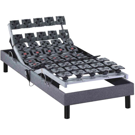 SOMEO Sommier électrique De Relaxation Tout Plots Tissu Gris Clair 70x190 - Gris 4 SOMEO Sommier électrique De Relaxation Tout Plots Tissu Gris Clair 70x190 - Gris – Image 2