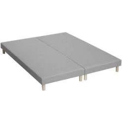 DRAWER Lot De 2 Sommiers Tapissiers 80x200cm En Bois Massif à Lattes Recouvertes - Karen - Couleur - Gris