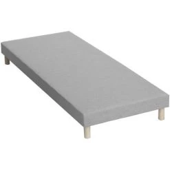 DRAWER Sommier Tapissier 90x190cm En Bois Massif à Lattes Recouvertes - Bree - Couleur - Gris
