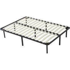 LITERIEJULIEN Jacky - Solide Et Confortable Sommier 140x190 X 29 Cm Cadre A Lattes + 9 Pieds En Metal - Montage Rapide Et Facile - Epaisseur Du Metal +/- 1,2 Mm 2 X 14 Lattes En 9mm