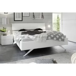 ZENZERO SHOP Lits Rembourrés, Lit En éco-cuir Blanc