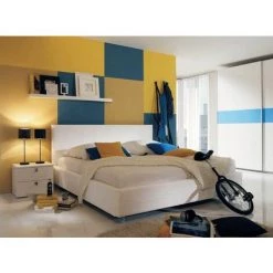 ZENZERO SHOP Lit Double Série Shock, éco-cuir Blanc