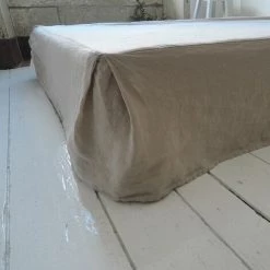 Cache-sommier En Lin Lavé Sable Et Dessus En Percale Oslo Passage Vernet - 140x200cm - Beige