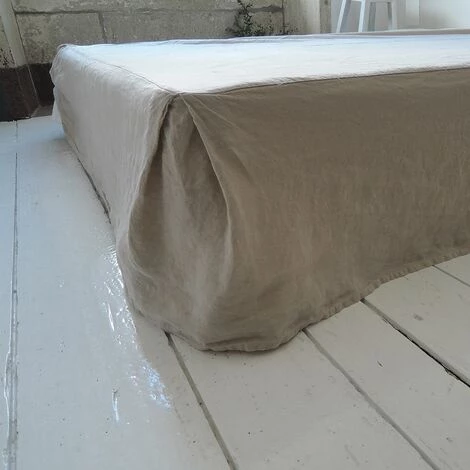 Cache-sommier En Lin Lavé Sable Et Dessus En Percale Oslo Passage Vernet - 140x200cm - Beige 3 Cache-sommier En Lin Lavé Sable Et Dessus En Percale Oslo Passage Vernet - 140x200cm - Beige