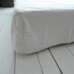 Cache-sommier En Lin Lavé Blanc Et Dessus En Percale Oslo Passage Vernet - 140x200cm - Blanc