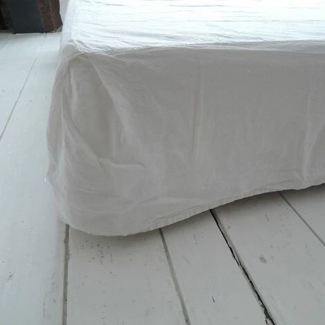 Cache-sommier En Lin Lavé Blanc Et Dessus En Percale Oslo Passage Vernet - 140x200cm - Blanc 3 Cache-sommier En Lin Lavé Blanc Et Dessus En Percale Oslo Passage Vernet - 140x200cm - Blanc