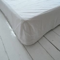 Cache-sommier En Lin Lavé Blanc Et Dessus En Percale Oslo Passage Vernet - 160x200cm - Blanc