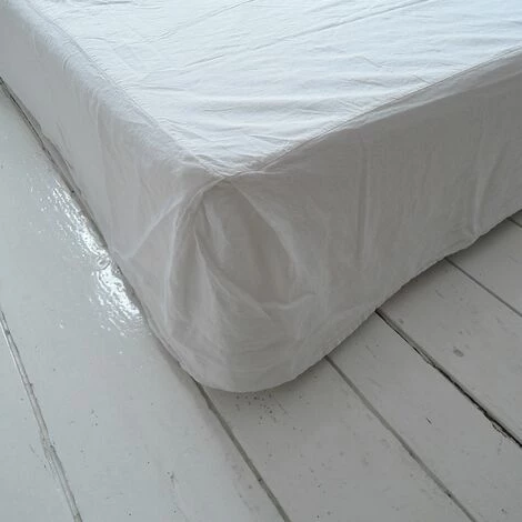 Cache-sommier En Lin Lavé Blanc Et Dessus En Percale Oslo Passage Vernet - 160x200cm - Blanc 3 Cache-sommier En Lin Lavé Blanc Et Dessus En Percale Oslo Passage Vernet - 160x200cm - Blanc