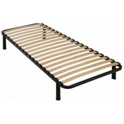 SEDAC Sommier à Lattes Démontable + Pieds 90x190 - 18 Lattes Bois - Fabrication Française - Noir