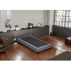 CREASOM SEQUOIA Sommier 90 X 190 - 14 Lattes Fixes - GRIS